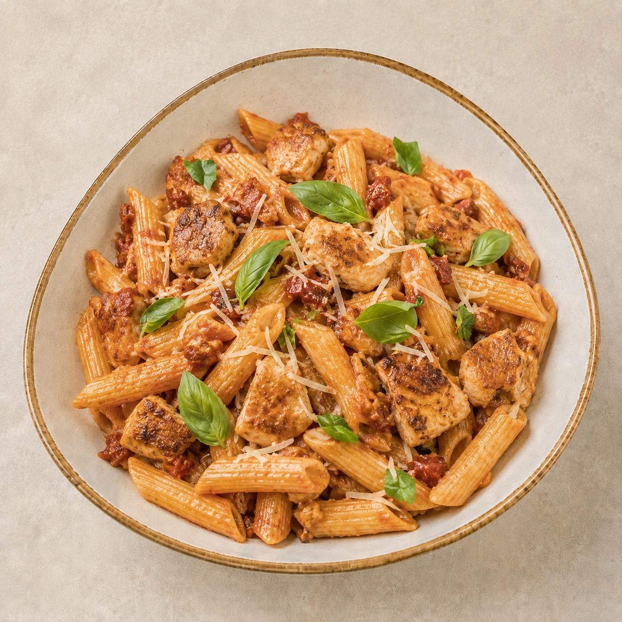 Penne mit Pesto Rosso und Hähnchen