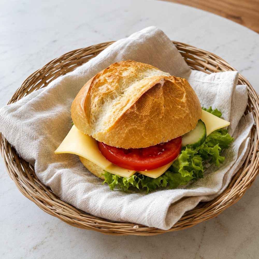 Belegtes Brötchen mit Gouda