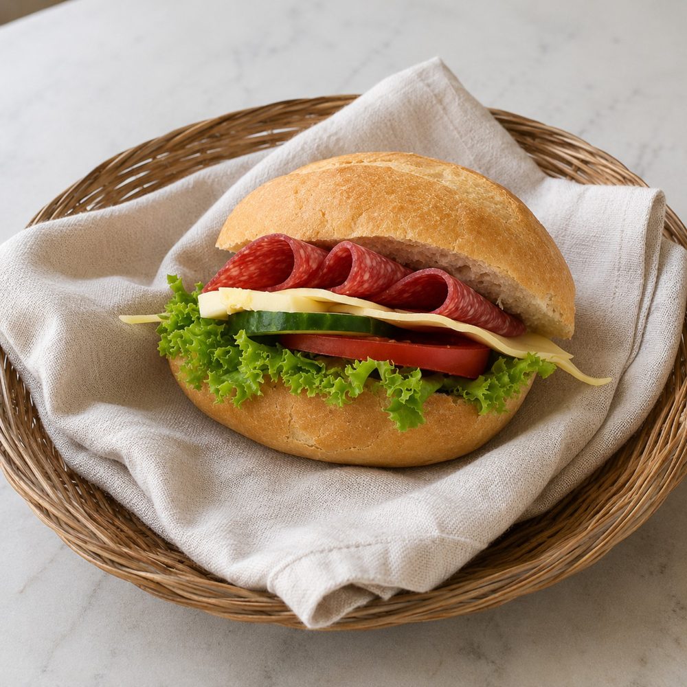 Belegtes Brötchen mit Salami