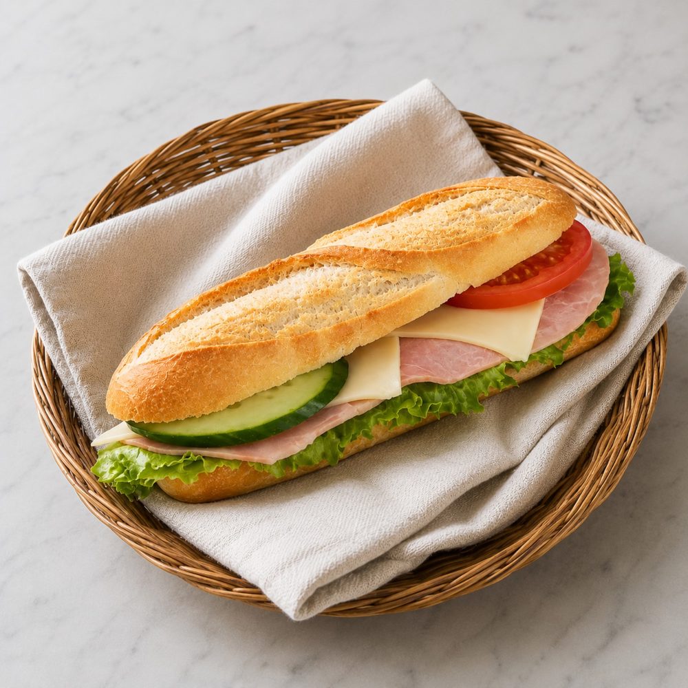 Belegtes Brötchen mit Putenaufschnitt